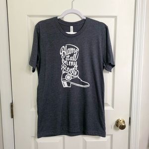 Blame It All On My Roots Heather Navy Shirt M